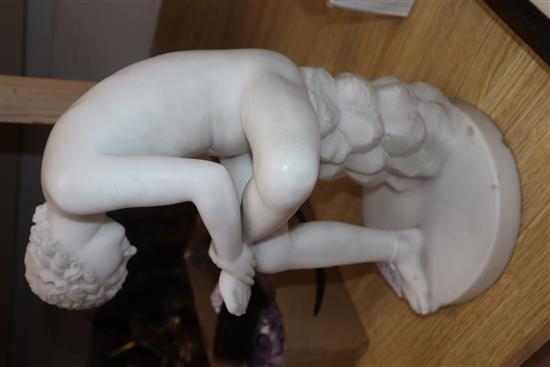 After the Antique, a white marble figure of The Spinario (Boy with Thorn), H 37cm